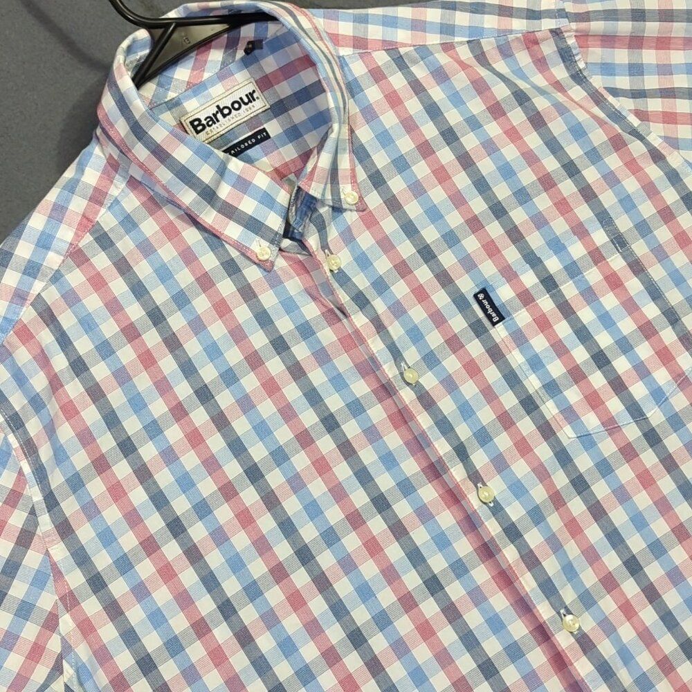 Barbour Shirt Men's XL Multicolor Tailored Fit Short Sleeve Button Down Cotton